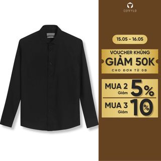 Sơ mi dài tay nam CEFFYLO màu đen chất vải sợi tre mêm mịn thoáng khí phom slimfit ôm nhẹ thời trang nam