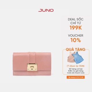 Ví Nữ Cầm Tay Thời Trang JUNO Da Trơn Khóa Trang Trí VI168