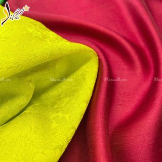 Lụa may áo dài - SILK – hoa cúc màu xanh cốm – CU08