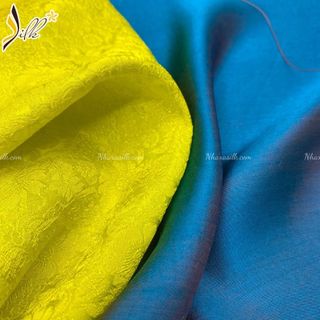 Lụa may áo dài - SILK – hoa cúc màu xanh cốm – CU08