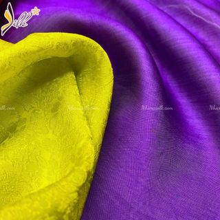Lụa may áo dài - SILK – hoa cúc màu xanh cốm – CU08