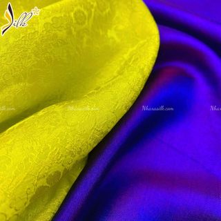 Lụa may áo dài - SILK – hoa cúc màu xanh cốm – CU08