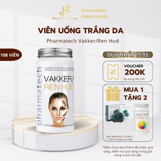 Viên uống trắng da, mờ nám Pharmatech Vakker/Ren Hud hỗ trợ ngừa lão hóa, làm đẹp da 108 viên