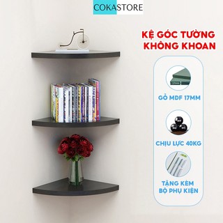 Kệ Góc Gỗ Không Khoan COKASTORE  Kệ Decor Trang Trí Treo Tường Góc Nhà Hình Cung Tròn Tặng Kèm Phụ Kiện - KT111