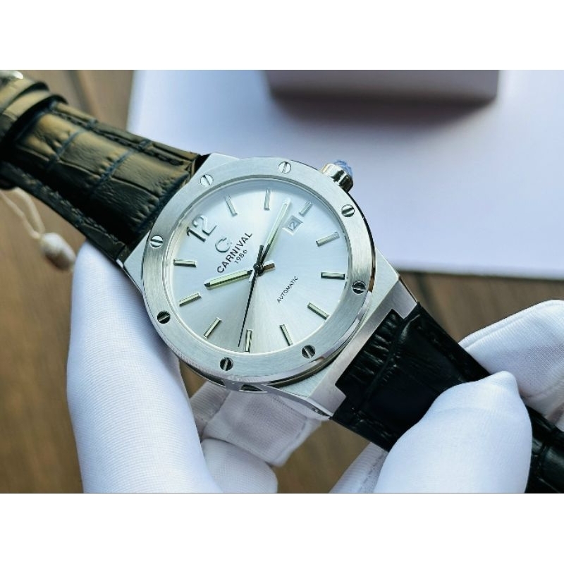 [Chính Hãng 100%] Đồng Hồ Nam Carnival 1860, 8122G (8122) Máy Cơ (Automatic) Siz 41mm Mặt Trơn Trắng