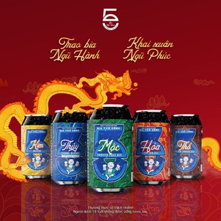 Combo 5 lon bia ngũ hành 5e mix/kim-thủy-mộc-hỏa-thổ/bia thủ công/bia lon 330ml/craft beer