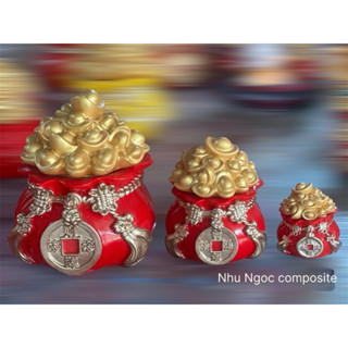 Nhiều size hủ đựng gạo, muối, nước may mắn đặt bàn thần tài, ông táo nhận được may mắn về tài lộc