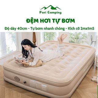 Đệm hơi tự bơm gấp gọn dễ dàng độ dày 40cm tặng kèm gối bơm hơi đệm bơm hơi chất lượng cao fv01