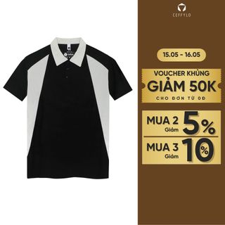 Áo polo nam phối màu đen CEFFYLO form áo slimfit chất vải cotton mềm mại thoáng mát co giãn thời trang nam