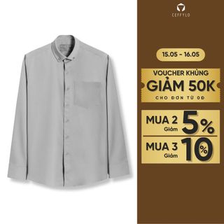 Sơ mi nam CEFFYLO Họa Tiết Chìm màu xám vải sợi tre mềm mịn thoáng mát hạn chế nhăn phim slimfit ôm nhẹ thời trang nam