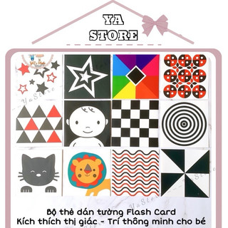 Bộ Thẻ Dán Tường Flash Card Kích Thích Thị Giác Cho Trẻ Từ 0-12 Tháng Giúp Phát Triển Não Bộ & Trí Thông Minh Của Bé