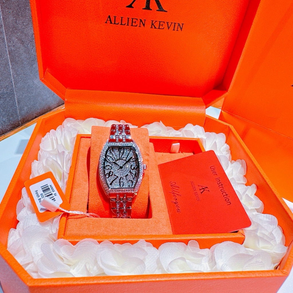 Đồng hồ nữ Allien Kevin AK9004 SV Silver 36mm, Authentic, Full box, Luxury Diamond Watch
