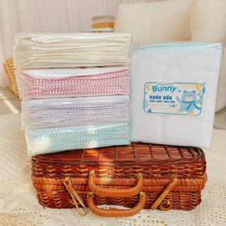Khăn sữa 4 lớp cuốn viền Xuất Nhật BUNNY [ Set 10 chiếc] 100%cotton tự nhiên, khăn sữa cho trẻ sơ sinh - conmon kids