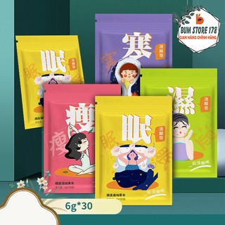 Combo 30 gói ngâm chân thảo dược hình cô gái siêu xinh, set túi ngâm chân thảo dược loại bỏ độc tố