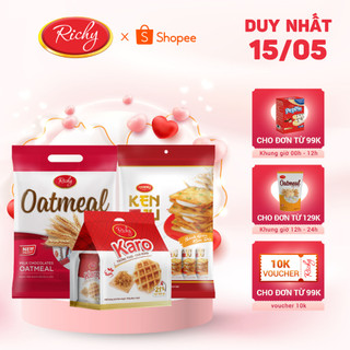Combo bánh Richy bán chạy nhất: 1 KenJu túi 186gr, 1 KARO sợi gà và 1 Yến Mạch 250gr