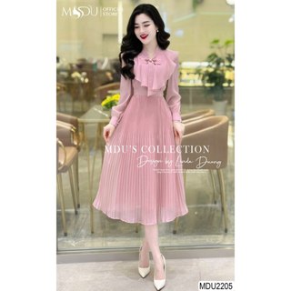  MDU2205 Váy thiết kế chất tơ Hàn dáng xếp li quý phái, mềm mịn, không bai xù, không gây kích ứng da.