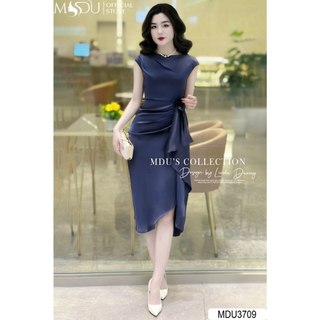  MDU3709 Váy thiết kế chất liệu lụa Twist Satin cao cấp, hàng 2 lớp chất mát mịn, sang chảnh.