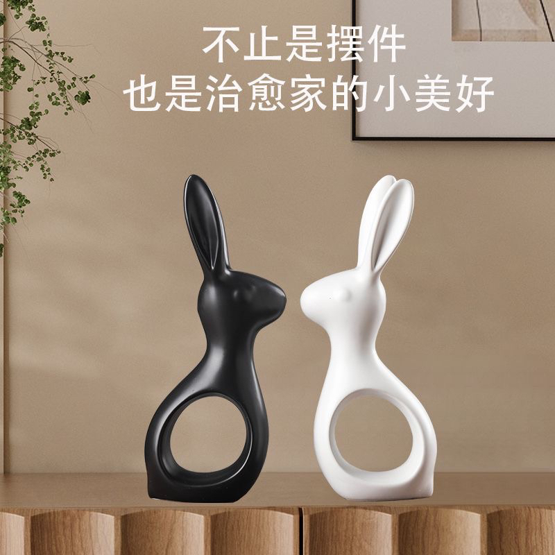 Tượng đôi thỏ decor phòng