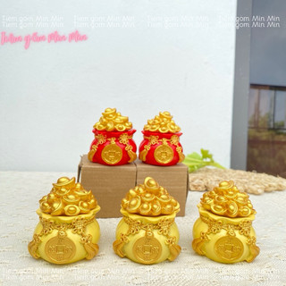 ( Ảnh thật) Hũ Đựng Muối Gạo Tài Lộc Đầu Năm Mới Túi Thần Tài May Mắn Trang Trí Ban Thờ, Bàn Làm Việc