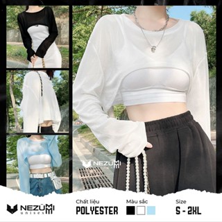 (Sẵn đen, trắng, xanh S M L) Áo croptop ren lưới dài tay hở ngực đen trắng xanh dương dịu dàng nữ tính sexy dance