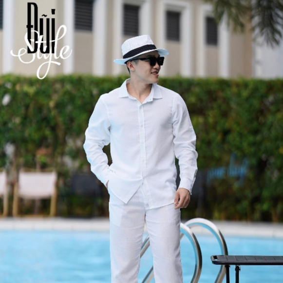 ÁO SƠ MI VẢI ĐŨI (LINEN) DÀI TAY CỔ BẺ