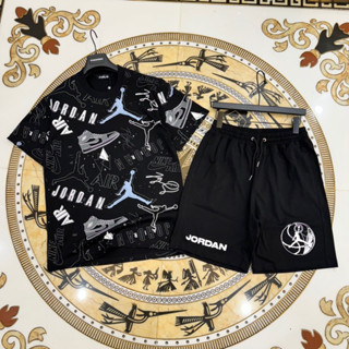 Bộ jordan Nam Họa tiết đôi giầy , Bộ Quần Áo Hè Nam hot hit hè 2024