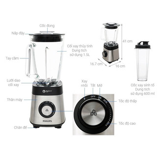 ( Quà tặng phích cắm có hoặc ko tặng tuỳ đợt ) Máy xay sinh tố Philips HR3573/90