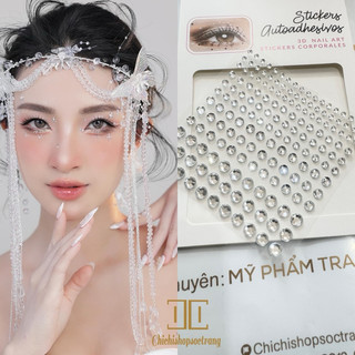 Đá dán mặt tóc body hạt sáng bóng hạt nhiều kích thước sẵn keo