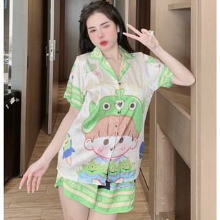 Đồ bộ lụa xước bộ lụa xước đồ pijama nữ lụa xước đồ lụa xước freesize < 60kg