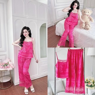 Bộ lụa cao cấp lụa latin pijama lụa cao cấp đồ bộ lụa latin nữ freesize <50kg