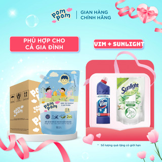  Nước Giặt Xả 2in1 PomPom Active Làm Sạch Vết Bẩn Từ Thức Ăn, Dầu Mỡ, Lưu Hương Tươi Mát Dài Lâu