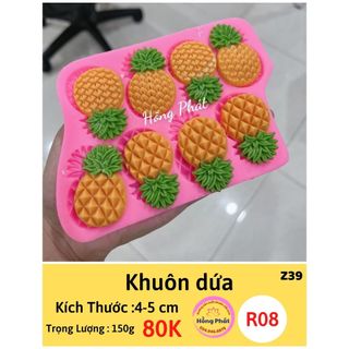Khuôn silicon khay 8 trái dứa - r08 - silicon hồng phát