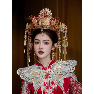 Vương miện cưới phượng hoàng trang phục cổ xưa Trung Hoa thời nhà Minh cô dâu phong cách cổ điển