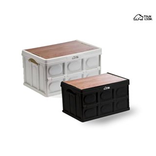 Bàn camping TANLOOK gấp gọn kết hợp hộp đựng đồ đa năng bằng nhựa, nắp gỗ