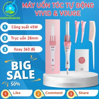 Máy uốn tóc xoay tự động 360 độ vivid & vouge, máy làm tóc xoăn chất liệu gốm sứ cao cấp,máy làm tóc tại nhà chuẩn salon