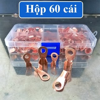 Đầu cos đồng đỏ OT-40-50-60-80-100A 20cái, hộp đầu cốt bấm dây điện nối bình ắc quy xe đạp điện, xe máy