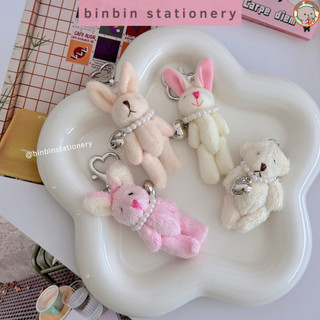Móc khóa handmade thỏ và gấu phong cách Y2K, đính cườm, làm phụ kiện điện thoại, túi xách, kèm dây đeo MK11