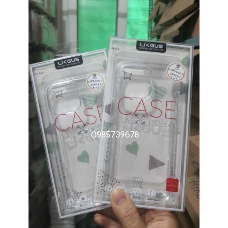 Ốp lưng trong cứng Iphone 13 Pro Hiệu Likgus trong suốt