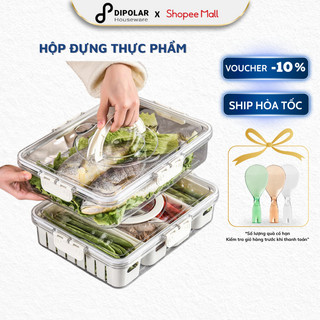 Hộp Đựng Thực Phẩm Bảo Quản Đồ Ăn DIPOLAR Có Tay Cầm Và Nắp Khóa 4 Mặt Chắc Chắn Chia Ngăn Tiện Lợi, Thoát Nước - DHD04