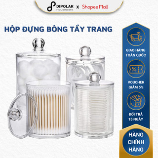 Hộp Đựng Bông Tẩy Trang, Bông Ngoáy Tai DIPOLAR Có Nắp Chống Bụi Bẩn Trong Suốt - DHD06
