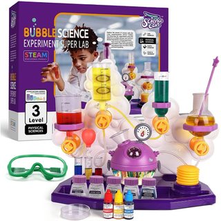 Bộ đồ chơi Topbright thí nghiệm khoa học 3 cấp độ bé học Steam Stem Bubble Science Experiment Super Lab bé từ 6 7 8 tuổi