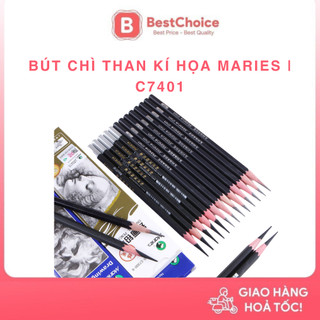 Bút chì than maries c7401, bút chì vẽ kí họa hb, 2b, 4b, 6b, 8b, 14b