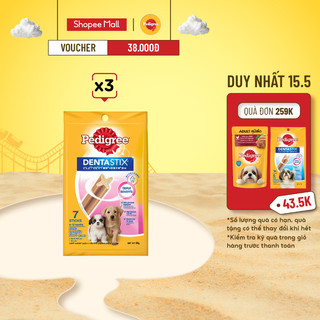 Bánh xương cho chó con PEDIGREE Dentastix (3 gói, 56g)