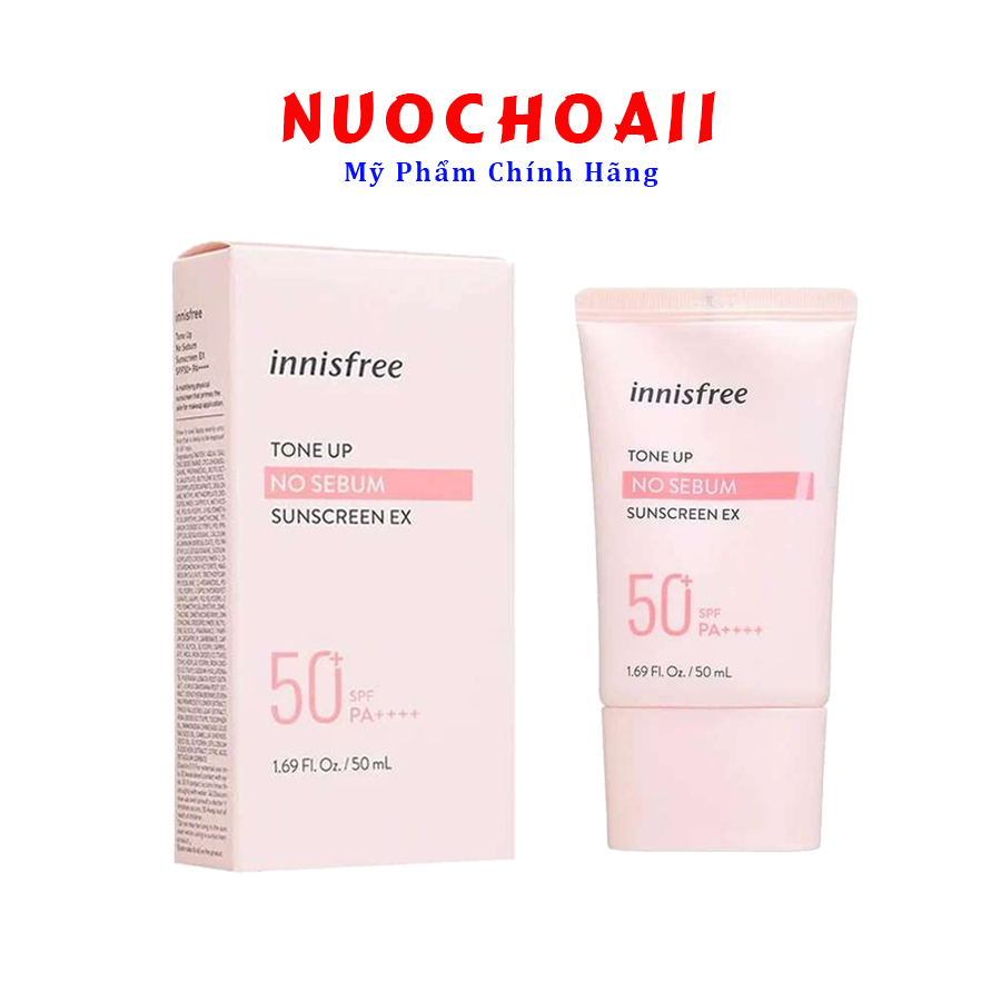 Kem Chống Nắng cho da dầu  Innisfree Tone Up No Sebum - Màu Hồng Hàn Quốc, Nâng Tông - Kiềm Dầu SPF50/PA++++ 50ml