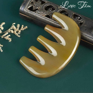 Lược sừng 5 răng tròn chải tóc massage đầu Lược Tâm dụng cụ mini bỏ túi cao cấp