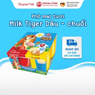  Phô mai tươi Zott Milk Tiger Dâu - Chuối nhập Đức (vỉ – 50g x 4 hũ)
