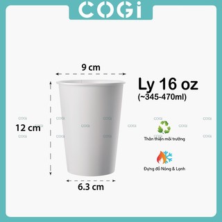 300 ly giấy café cốc giấy có nắp cầu 16oz ~450ml dùng 1 lần COGI đựng trà sữa cafe sinh tố