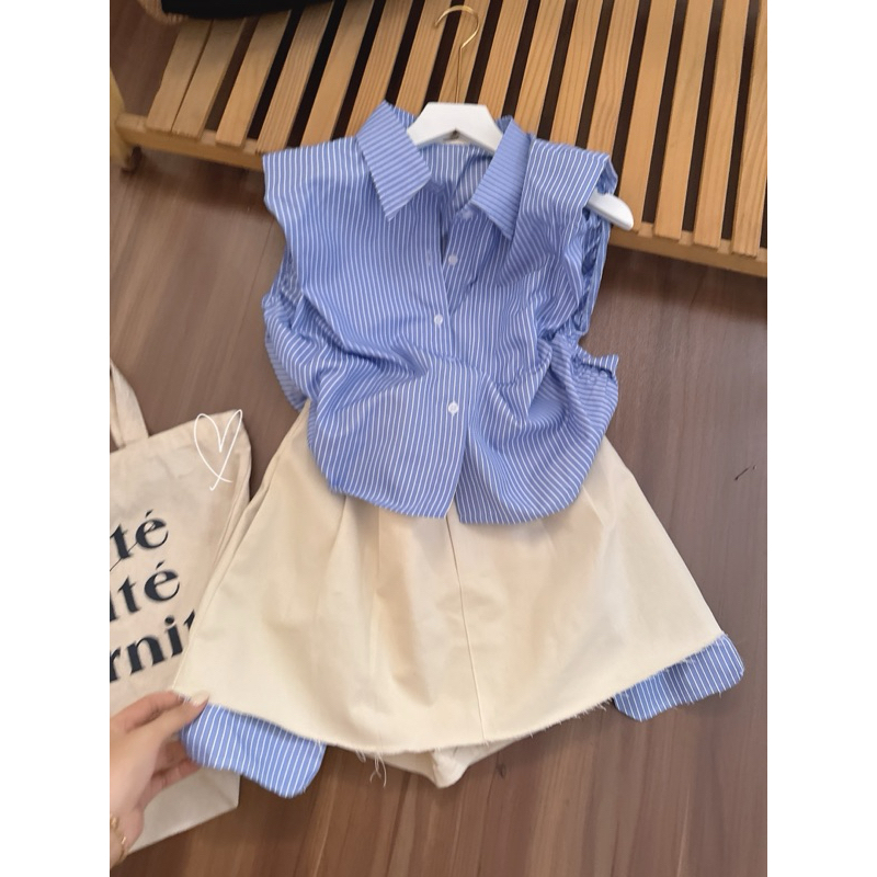 SET ÁO SỌC + CHÂN VÁY THANH LỊCH NỮ