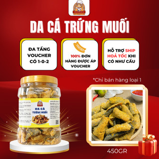 Da Cá Trứng Muối Hũ 400G Phủ Ngập Trứng Muối Cay - Da Cá Hồi Trứng Muối Chiên Giòn Tổng Kho Ăn Vặt