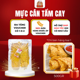 Mực Cán Tẩm Gia Vị Túi 500GR Đậm Đà Từng Thớ Thịt - Khô Mực Tẩm Gia Vị Miếng Thịt Cán Dày Tổng Kho Ăn Vặt VN